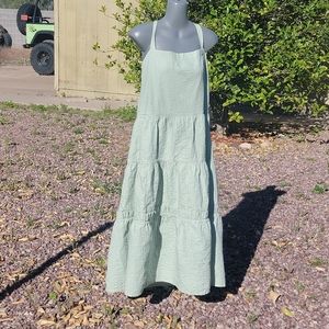 Topshop Green Sleeveless Dress - Tie Straps - Size 12